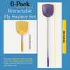Bug & Fly Swatter – Retractable Extra Long Extendable Handle 6 Pack Fly Swatters – Indoor/Outdoor – Pest Control flyswatter