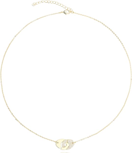 Pave Handcuff Pendant Necklace | 18K Gold Plated Cubic Zirconia | Dainty Gold Chain Necklace | Non Tarnish & Waterproof | Hypoallergenic | Gift For Her | Additional 3” Extender Included