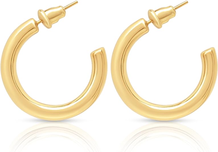 Gold Hoop Earrings For Women | Real Gold Plated | Lightweight Open Hoops | Earrings For Women Trendy | Hypoallergenic | Gift For Her