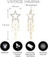 Pave Star Earrings with Dangling Mini Gold Stars | 18K Gold Plated Cubic Zirconia | Drop & Dangle | 925 Sterling Silver Post | Non Tarnish & Waterproof | Gift for Her