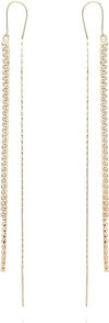 Threader Earrings Cubic Zirconia Tassel Earrings 18K Gold Plated | Drop & Dangle | Non Tarnish & Waterproof | 925 Sterling Silver Post