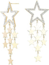 Pave Star Earrings with Dangling Mini Gold Stars | 18K Gold Plated Cubic Zirconia | Drop & Dangle | 925 Sterling Silver Post | Non Tarnish & Waterproof | Gift for Her