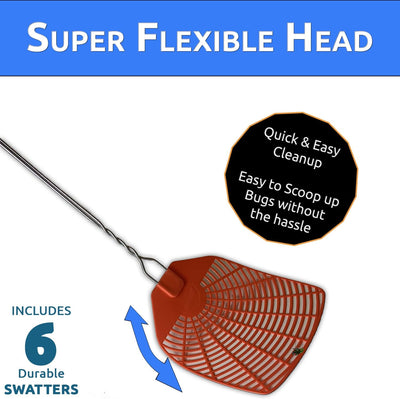 Bug & Fly Swatter – Braided Metal Handle 6 Pack Fly Swatters – Indoor/Outdoor – flyswatter