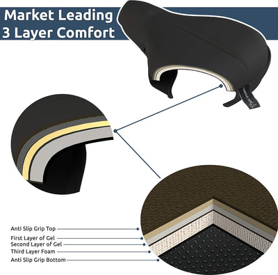 Elite Gel Bike Seat Cushion - Extra Soft Bicycle Saddle Cover for Spin Bikes and Outdoor Biking