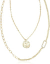 Gold Chain Link Pendant Necklace For Women | Double Layered | 18K Gold Plated | Non Tarnish & Waterproof | Additional 3” Extender Included - TempleTape.com