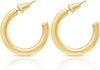 Gold Hoop Earrings For Women | Real Gold Plated | Lightweight Open Hoops | Earrings For Women Trendy | Hypoallergenic | Gift For Her - TempleTape.com