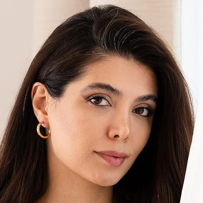 Gold Hoop Earrings For Women | Real Gold Plated | Lightweight Open Hoops | Earrings For Women Trendy | Hypoallergenic | Gift For Her - TempleTape.com