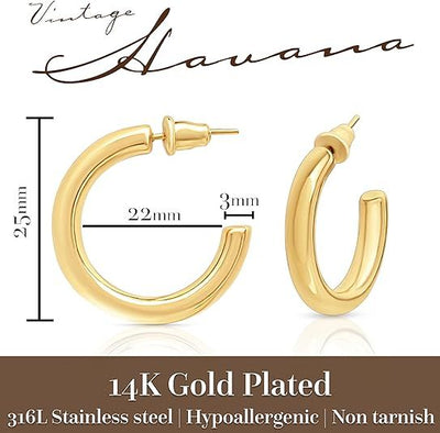 Gold Hoop Earrings For Women | Real Gold Plated | Lightweight Open Hoops | Earrings For Women Trendy | Hypoallergenic | Gift For Her - TempleTape.com