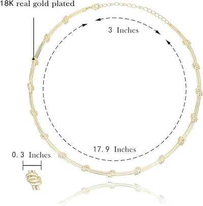 Gold Necklace For Women | Choker Necklace | 18K Gold Plated | Non Tarnish & Waterproof | Hypoallergenic | Gift For Her | Additional 3” Extender Included - TempleTape.com