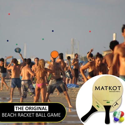 Kadima Beach Paddle Ball Racket Set - Bundle Pack Includes 4 Balls & 2 Paddles - Ages 15+