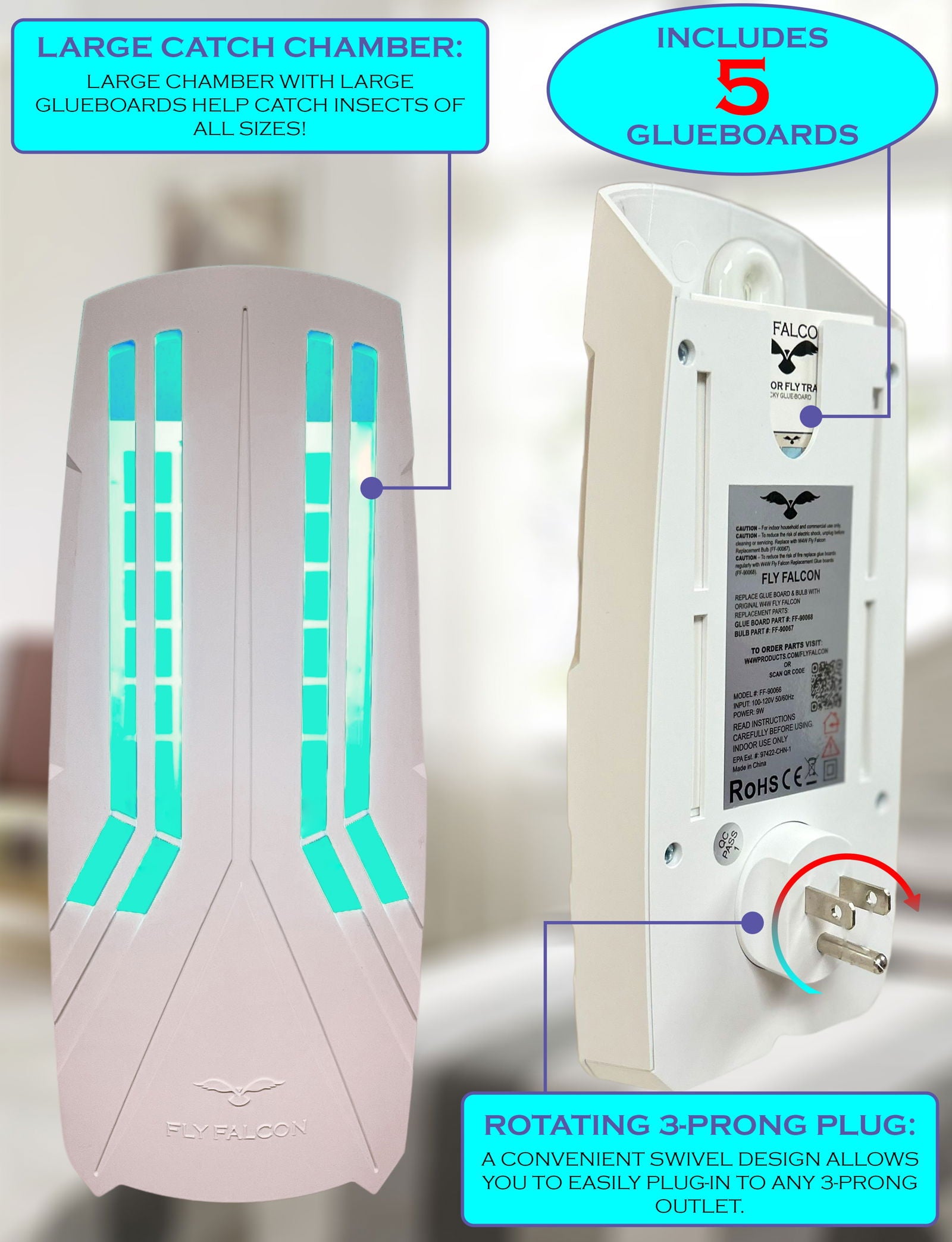 Plug in Flying Insect Trap with UV Light Lure - Perfect for Mosquito, Gnats, Moths, Flies & Fleas - TempleTape.com