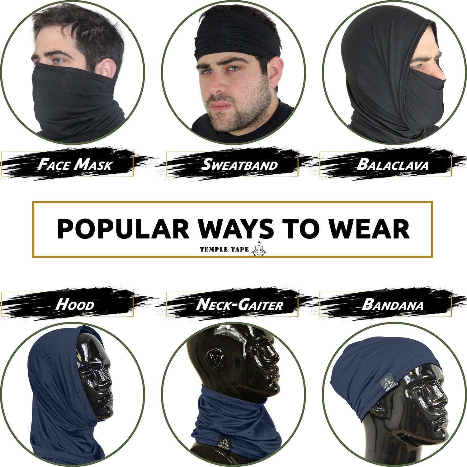 TEMPLE TAPE PERFORMANCE NECK GAITERS BUNDLE & SAVE - 2 PACKS - TempleTape.com