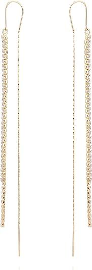 Threader Earrings Cubic Zirconia Tassel Earrings 18K Gold Plated | Drop & Dangle | Non Tarnish & Waterproof | 925 Sterling Silver Post - TempleTape.com