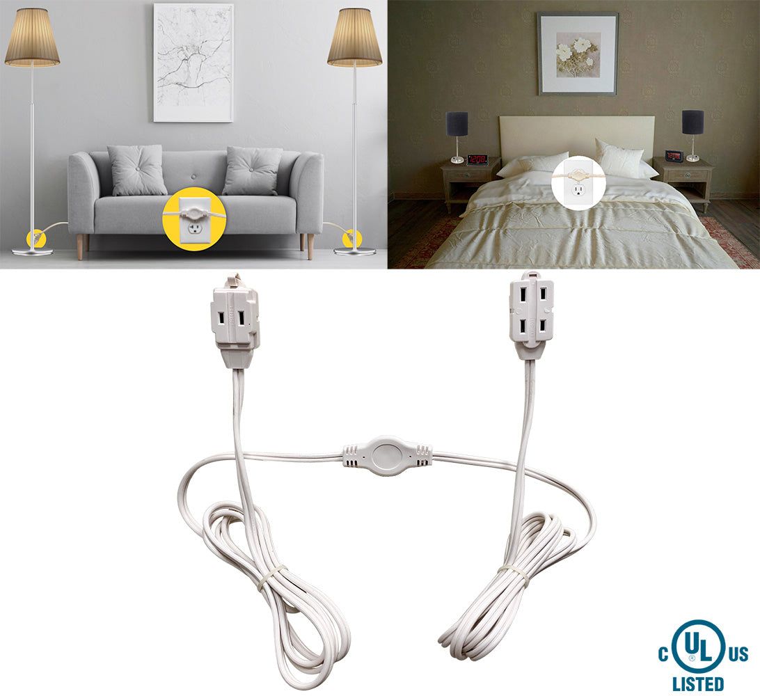 Twin (Double sided) Extension Cord Power Strip 12,18, and 24 Feet - TempleTape.com