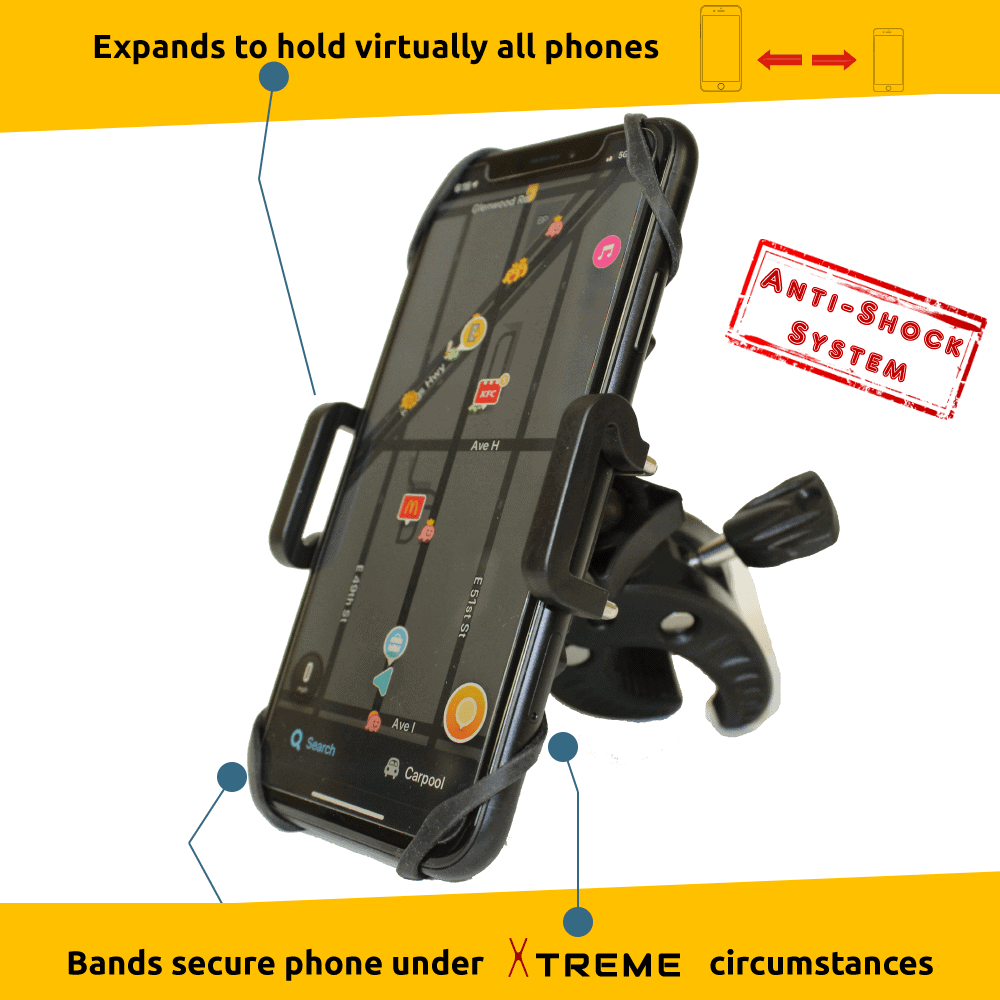 Xtreme Bike Phone Mount - Two-Step Secure-Hold System - TempleTape.com