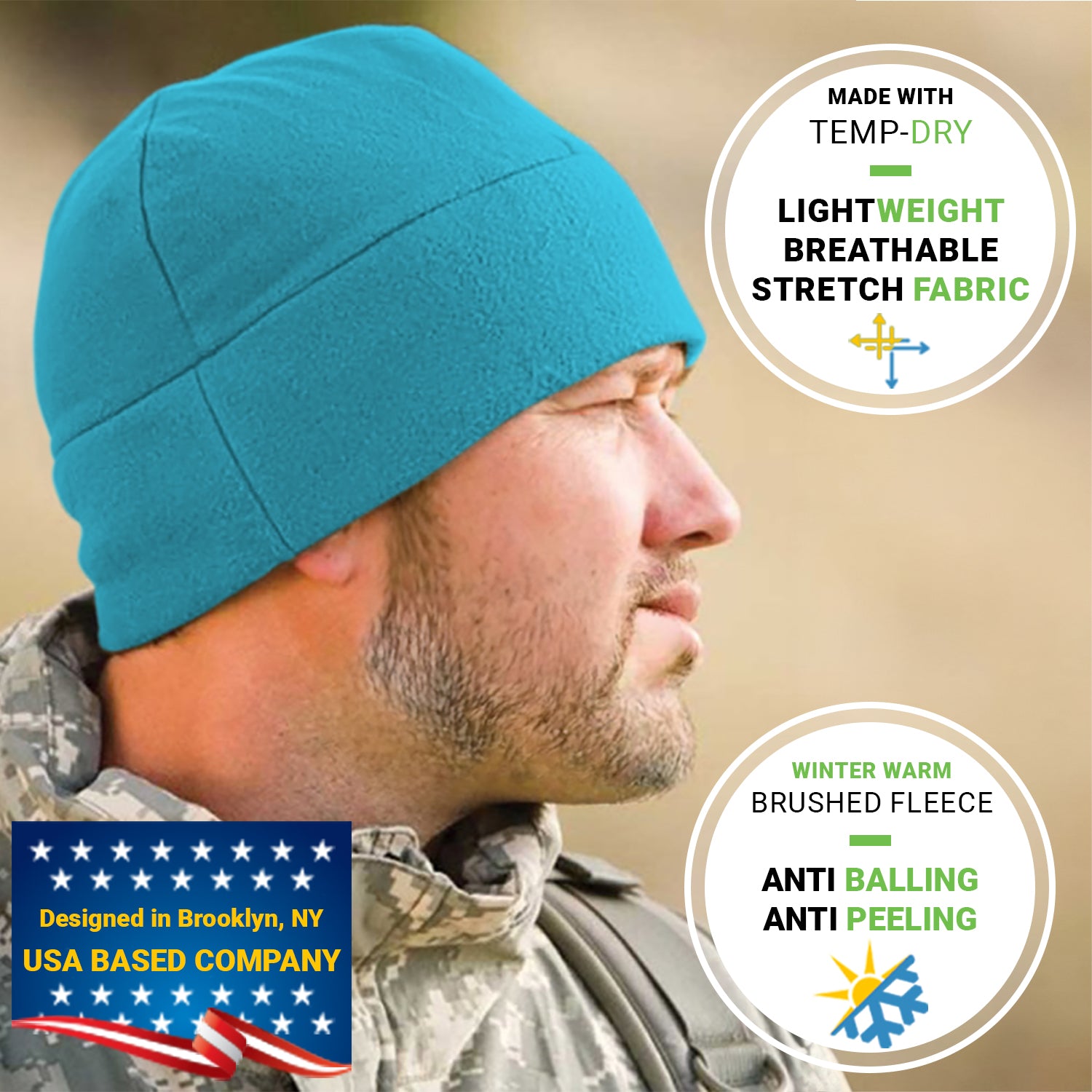 Premium Brushed Fleece Watch Cap Warm Beanie