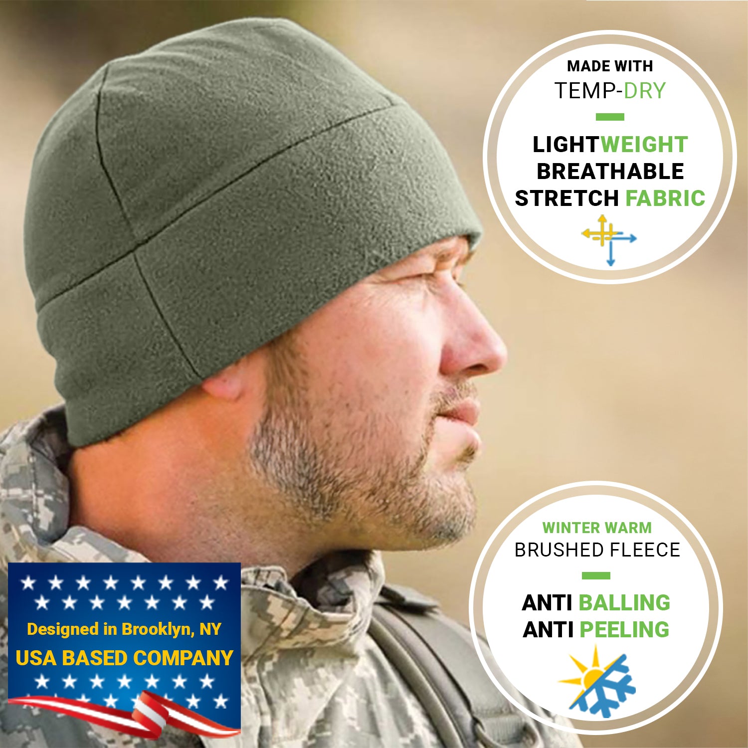 Premium Brushed Fleece Watch Cap Warm Beanie