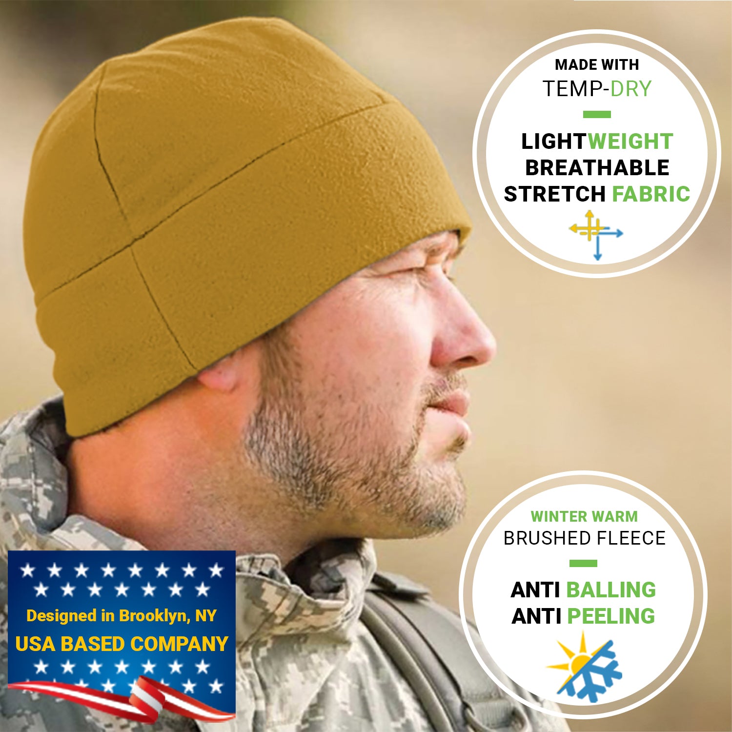 Premium Brushed Fleece Watch Cap Warm Beanie