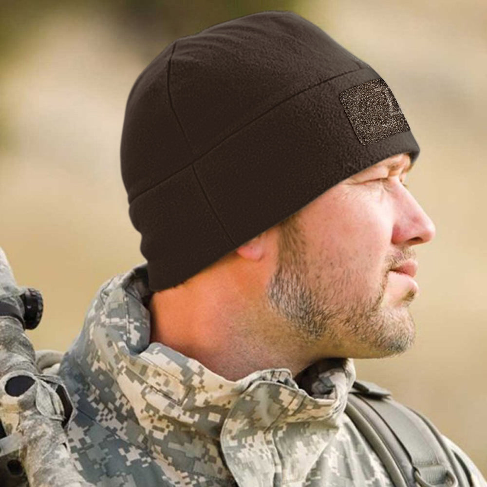 Premium Brushed Fleece Tactical  Watch Cap Warm Beanie - Velcro Patch Beanies