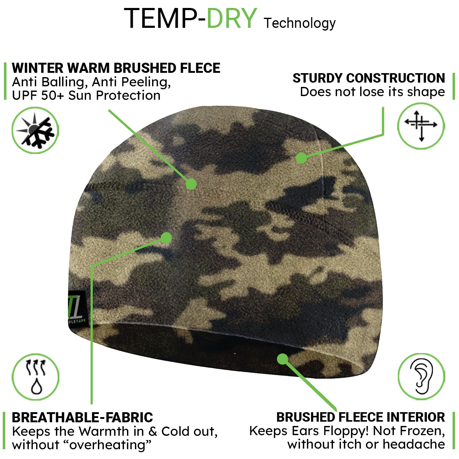 Premium Brushed Fleece Watch Cap Warm Beanie