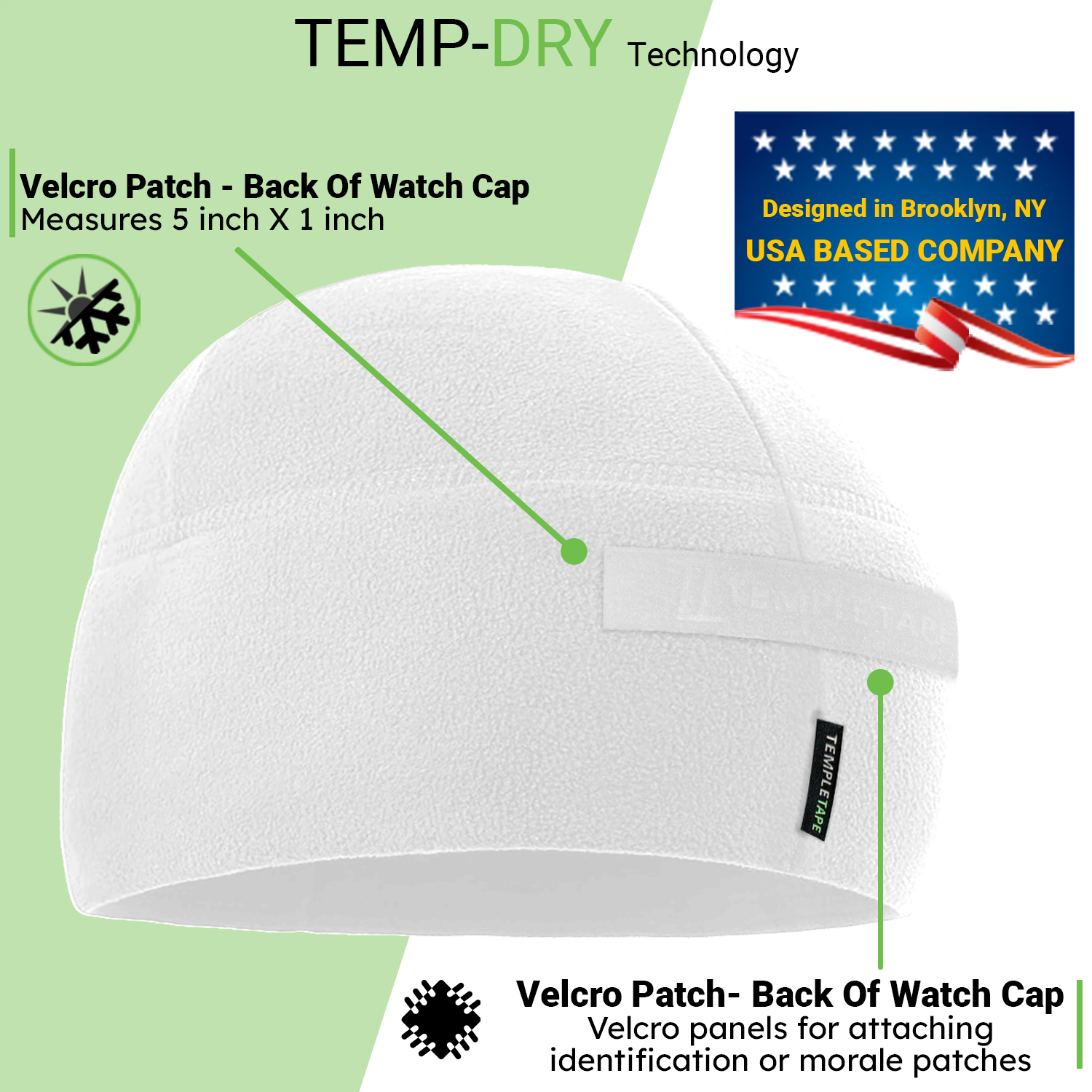 Premium Brushed Fleece Tactical  Watch Cap Warm Beanie - Velcro Patch Beanies