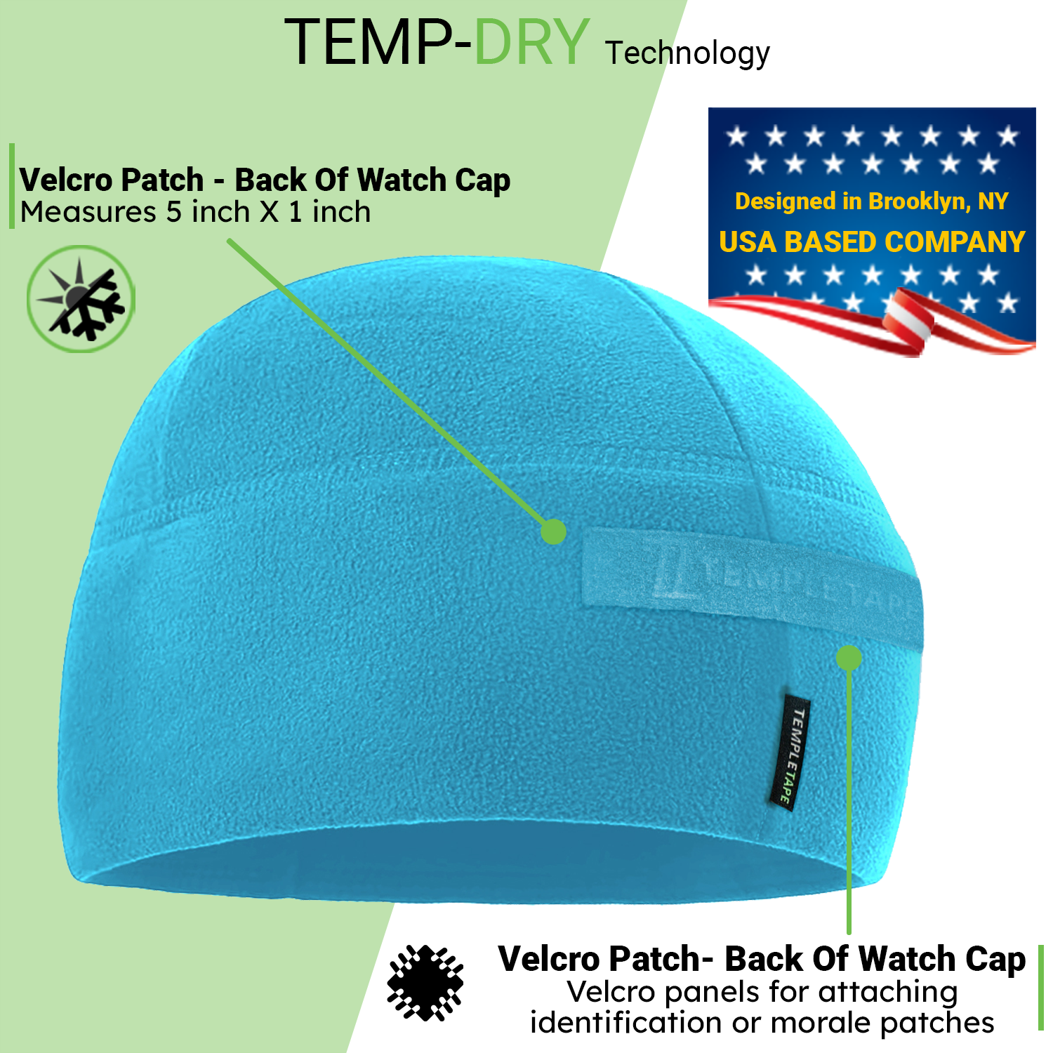 Premium Brushed Fleece Tactical  Watch Cap Warm Beanie - Velcro Patch Beanies