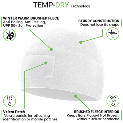 Premium Brushed Fleece Tactical  Watch Cap Warm Beanie - Velcro Patch Beanies