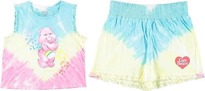 #original_alt_text# - Adorable Care Bears Junior Girls Tie-Dye Crop Top and Shorts Set: Spread Love and Cheer! - TempleTape.com