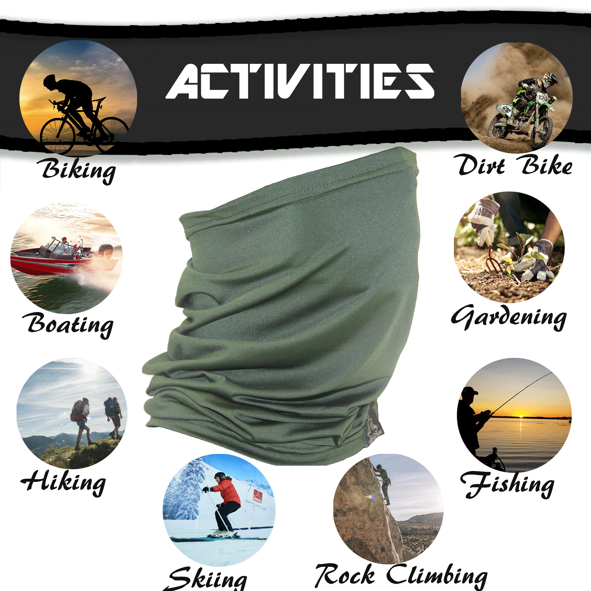 Neck Gaiter-  Lightweight Breathable Cooling Unisex, Multi-Use Face Mask; Running & UV Protection